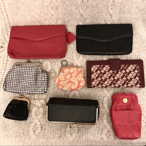 Vintage Handbags - Bundle of 8 Vintage Wallets Clutches Kisslock Change Purses